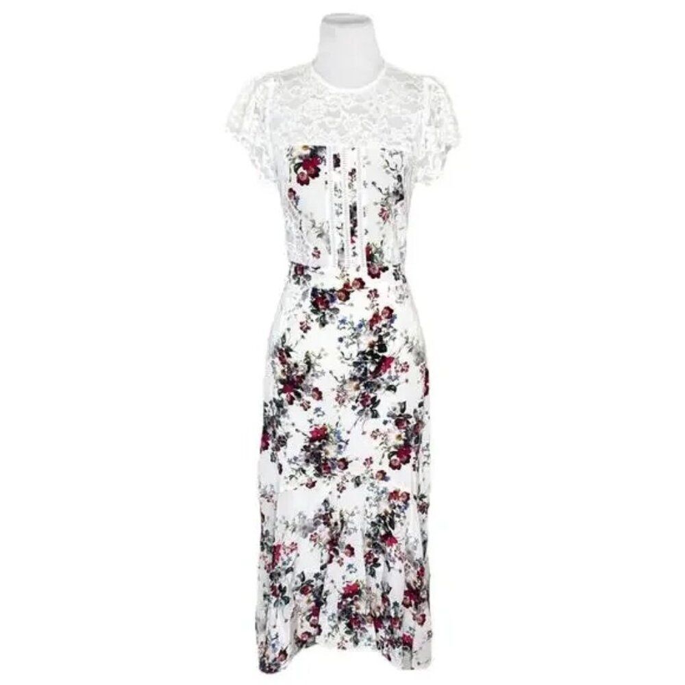 Marissa Webb Imani Dress Gorgeous Back cutout floral silk lace Summer Party midi - Picture 13 of 14